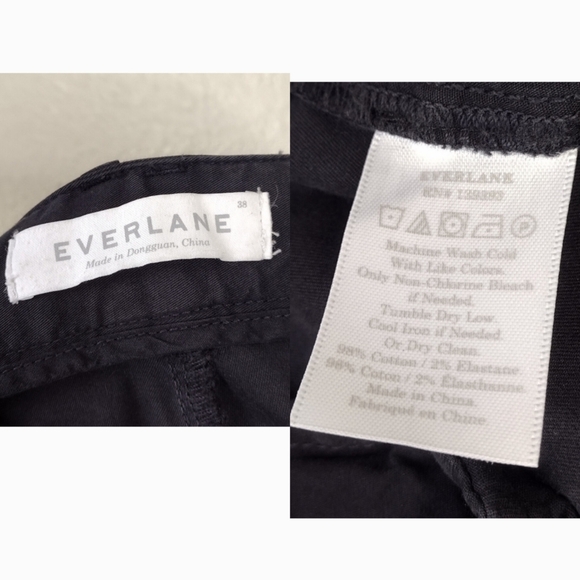 Everlane Men's Black Cotton Blend Flat Front Casual Chino Dress Pants Sz 38 - Picture 15 of 16